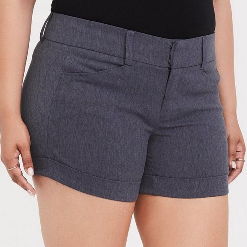 Torrid Studio Millennium Sleek Stretch Short Cuffed Heathered Blue Plus Size 20